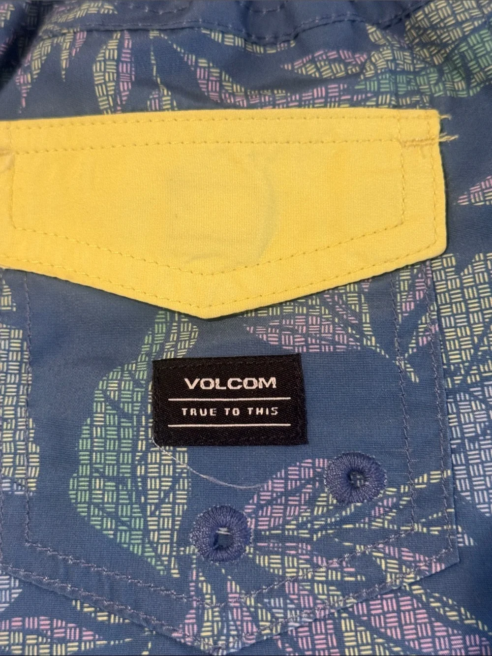 Volcom Boys Neon Lime Tee with Blue Leaf Swim Shorts